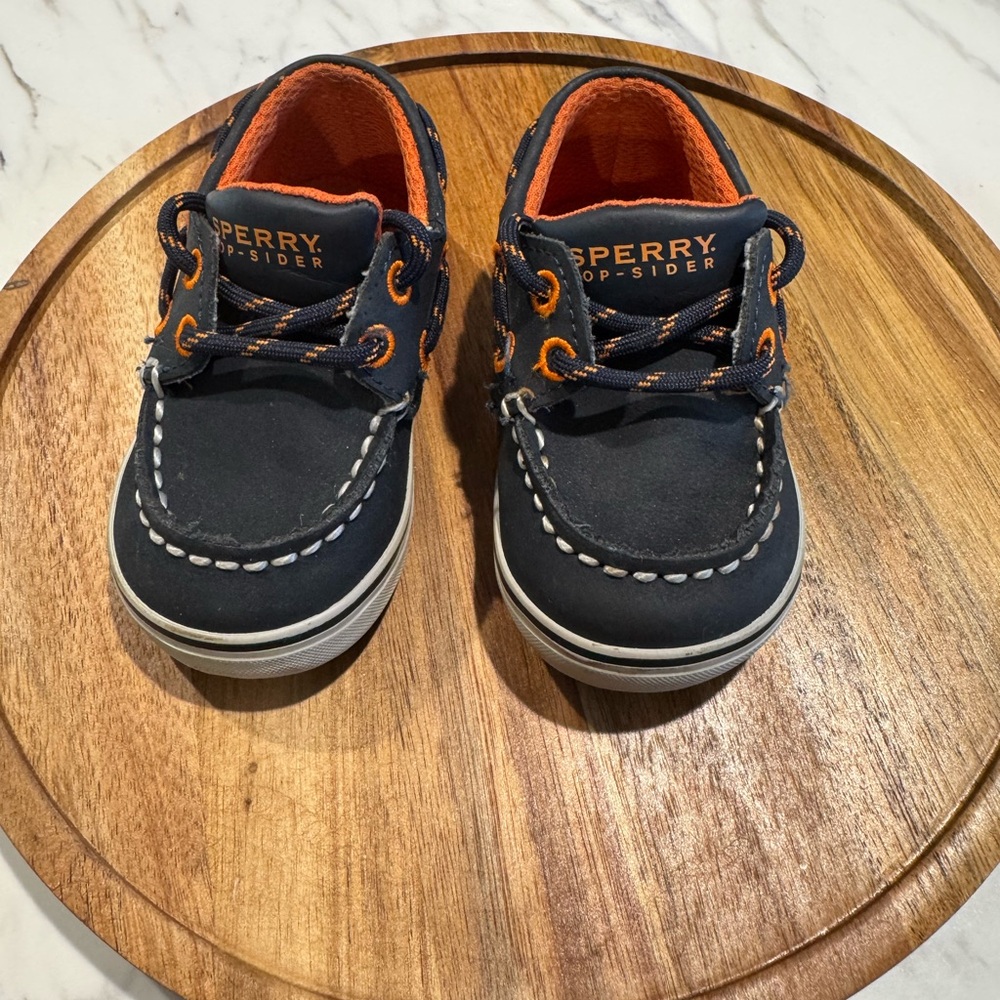 Sperry Top-Sider‎ Toddler Intrepid Boat Shoes Navy & Orange Size 3M